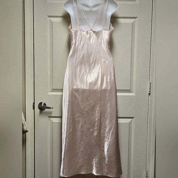 Vintage 90’s Victoria's Secret Blush Satin n Lace Front Split Ankle Gown Sz Med - Picture 4 of 17